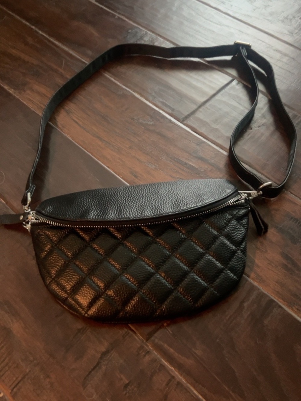 Befen Black Quilted Leather Belt Bag Crossbody Fanny Pack